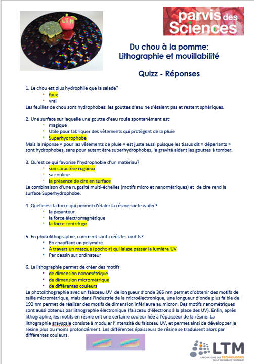 Réponses aux questions du quizz