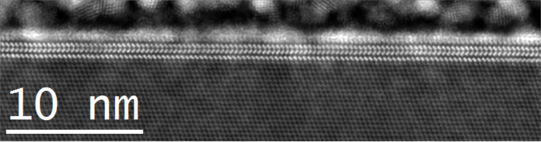High resolution TEM image of a GaSE monolayer deposited on Si(111)